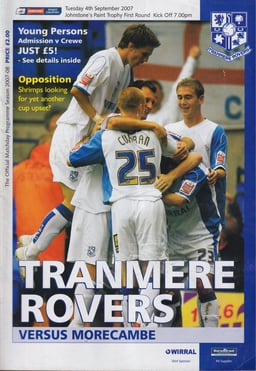 Tranmere Rovers v Morecambe Match Programme 2007-09-04